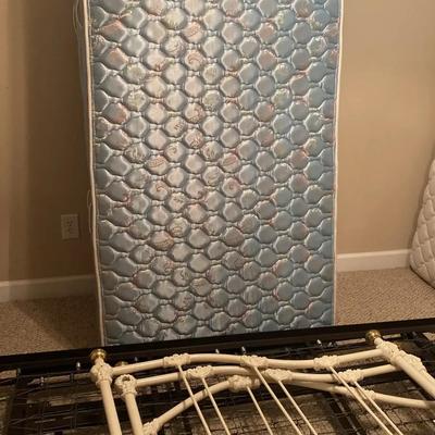 Twin-Size Sears-O-Pedic Mattresses with Foldable Steel Grid Bed Frame