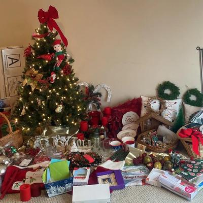 Holiday Christmas Décor Collection with Pre-Lit Tree, Wreaths, Ornaments & More