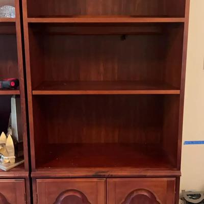 Wood Bookshelf with Lower Cabinet Storage