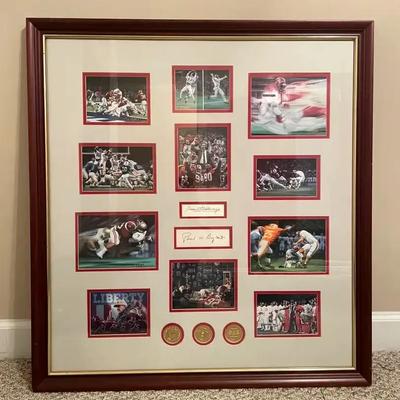 Bear Bryant & Gene Stallings DUAL-SIGNED Alabama Crimson Tide Framed w/ 3 Medals
