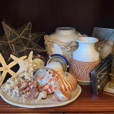 Coastal Shell Collection with Ceramic Vases & Decorative Star