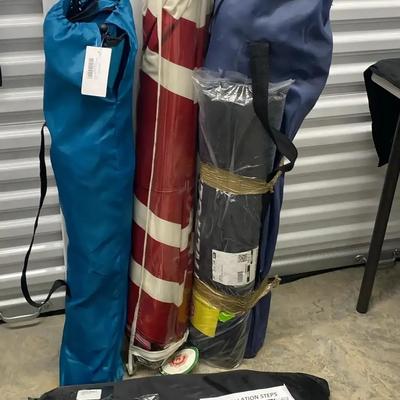 American Flag Umbrella with Reclining Lounger & Packaged Car Seat Bed