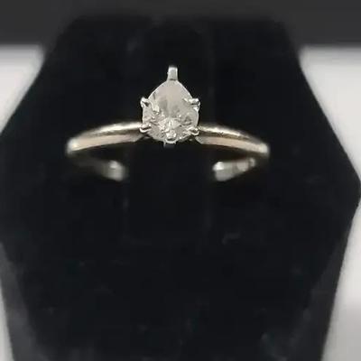 14K Pear Shaped Diamond Solitaire Ring