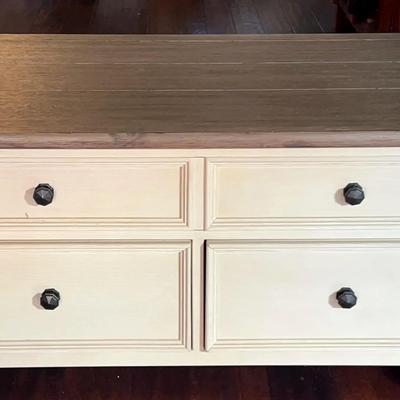Cream & Ash-Finish Coffee Table with Storage Drawers