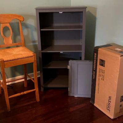 Visaglo Slate Gray Floor Cabinets & Bar-Height Chair