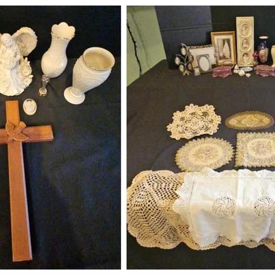 Lenox Vases, Angel Figurine, Doilies, Picture Frames & Elegant Home Accents