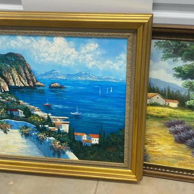 Mediterranean-Style Oil Brush Paintings