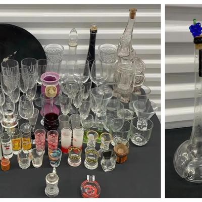 Assorted Glassware & Barware Featuring Elephant Decanter
