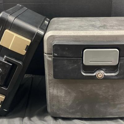 Honeywell & Sentry Black Safes — One with Key, One Missing Key