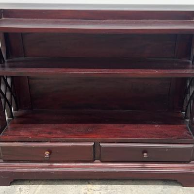 Red/Brown Wooden Shelf with Drawers