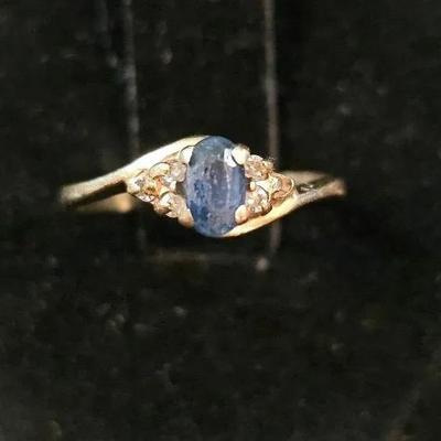 14K Sapphire & Diamond Ring- Size 3
