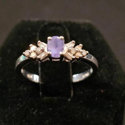 10K White Gold, Tanzanite, & Diamond Ring