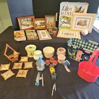 Home & Garden Décor Collection With German Painted Bricks, Pottery, Coasters & Wind Chimes