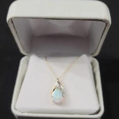 14K Diamond Gemstone Necklace 