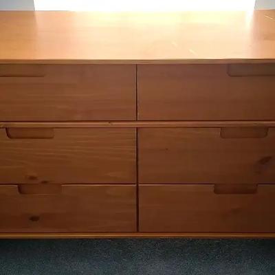 Wood-Finish Six-Drawer Dresser