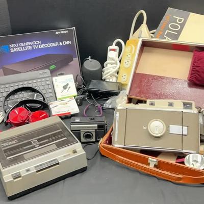 Electronics Collection Featuring Vintage Polaroid Camera & Accessories — Untested