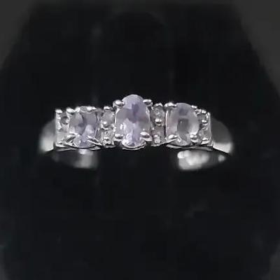10K White Gold Tanzanite With Accent Diamonds Ring 