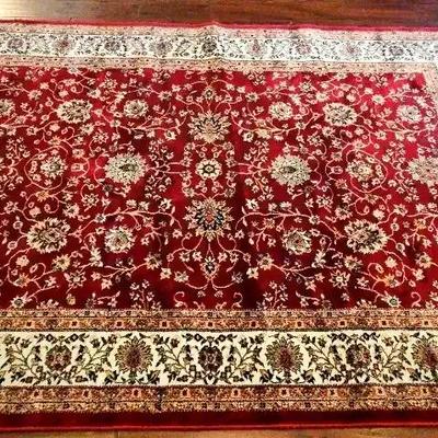 Starline Silk Burgundy Floral Area Rug, 7'6" x 5'3"