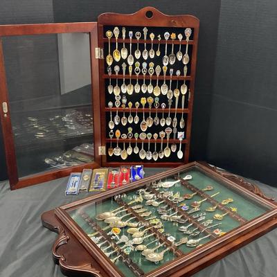 Collection of Uniquely Designed Souvenir Spoons with Display Cases