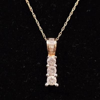 Diamond Necklace In 10K Yellow Gold