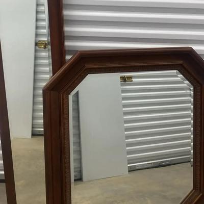 8-Sided Wooden Mirror with Matching Rectangular Dresser Mirror