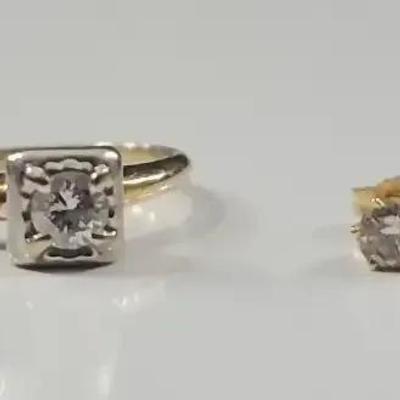 14K Diamond Ring With Earring