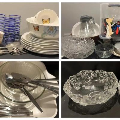 Lenox Butterfly Meadow Dinnerware with Queens Jubilee Teapot, Spode Plate & Pyrex