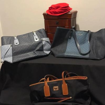 Michael Kors Totes, Dooney & Bourke Tote & Wooden Jewelry Box