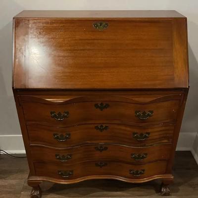 Maddox Mahogany Secretary Desk with Drop Front & Interior Drawers
