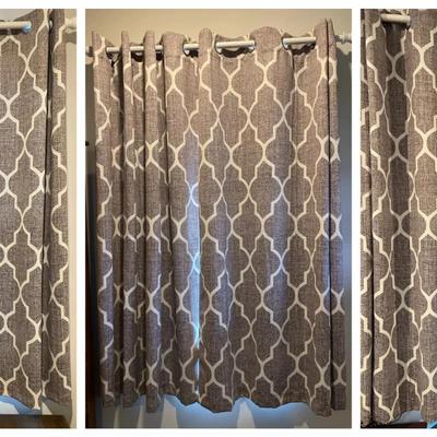 9 Pairs of Grey Blackout Drapes, 63” Length