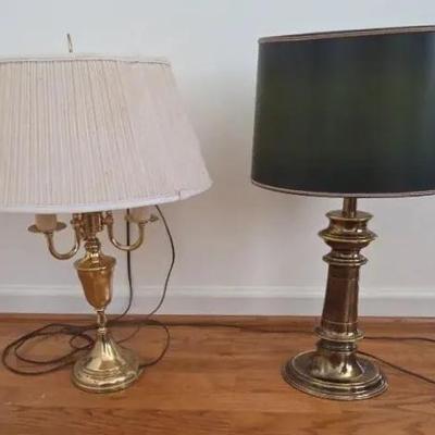 Pair Brass Lamps