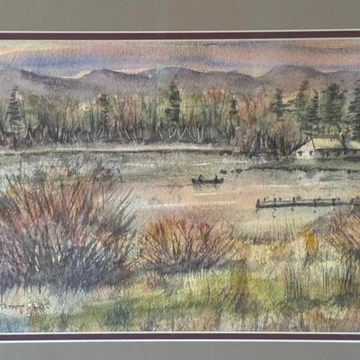 Original Watercolor Lake Picture- Signed B. Throop