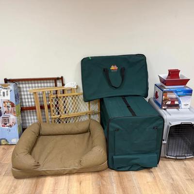 Lot of Dog Supplies - Kennels and Bed