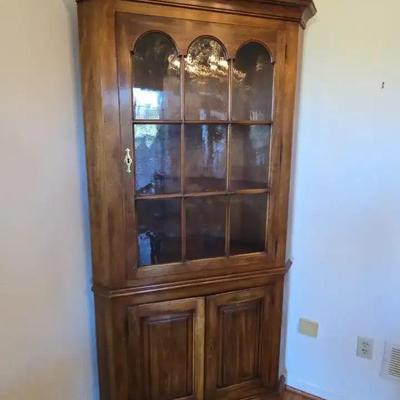 Vintage Cherry Corner Cabinet Chippendale Style