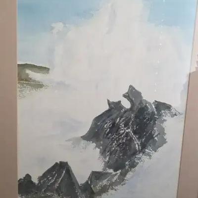 Original Watercolor Ocean Picture Signed Jo Ward