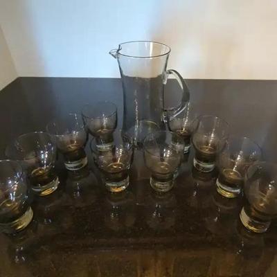 Set Of 10 Cocktail Glasses And Pitcher