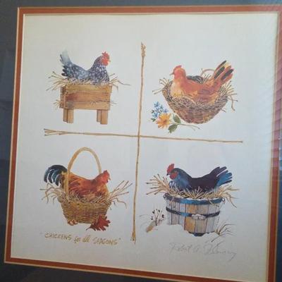 Signed Chicken Picture By Robert A. Fleming
