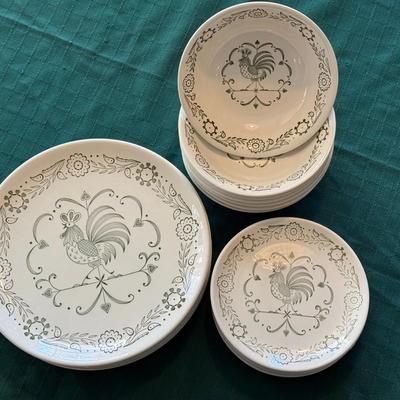 Scio Weather Vain Rooster Plates And Bowls