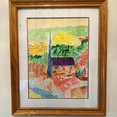 Original Watercolor Of Countryside - Signed Jo Ward