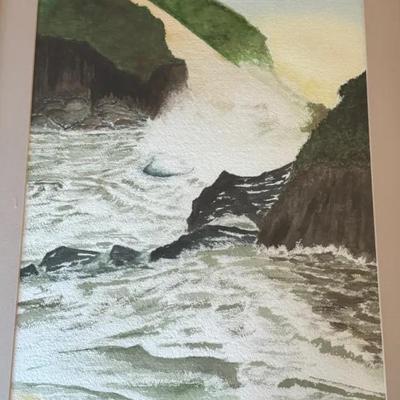 Original Watercolor Ocean Picture Signed