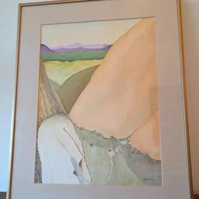 Original Watercolor Landscape Picture 2 Signed 