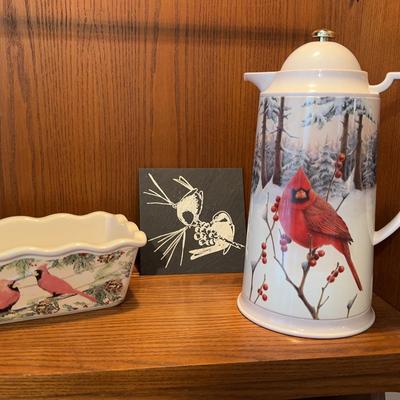 Vintage Cardinal Bird-Themed Diner Ware 