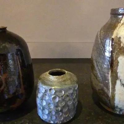 Set Of 3 Pottery Vases