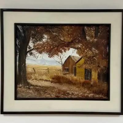 Original Oil Painting Farm Scene Acrylic Painting- Signed 