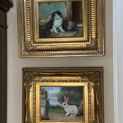 Ornately Framed And Signed Oil Paintings By “Drake” And “Mickey”