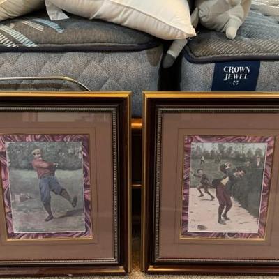 Framed Humorous Vintage Style Golf Print Pair