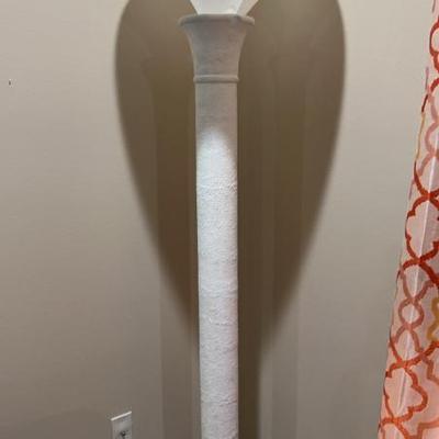 MCM Frosted Lucite Torchiere Floor Lamp/Plastic Shade With Goldtone Rim
