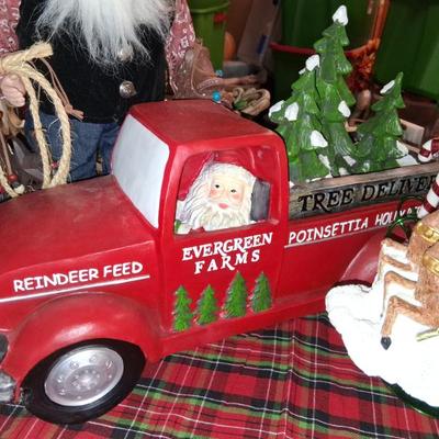 Red truck with Santa