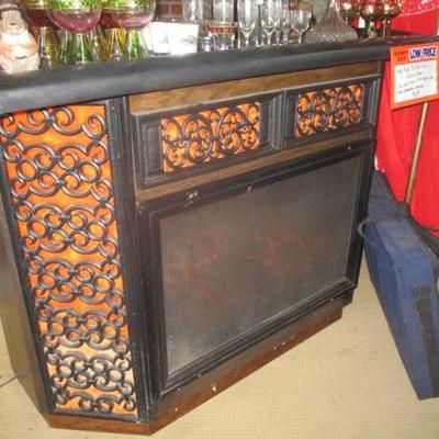1970 vintage bar with built in stereo and disco light front