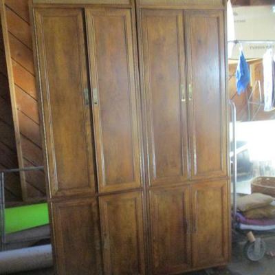  
Henredon Scene One Campaign Style Armoire Cabnet set solid wood 